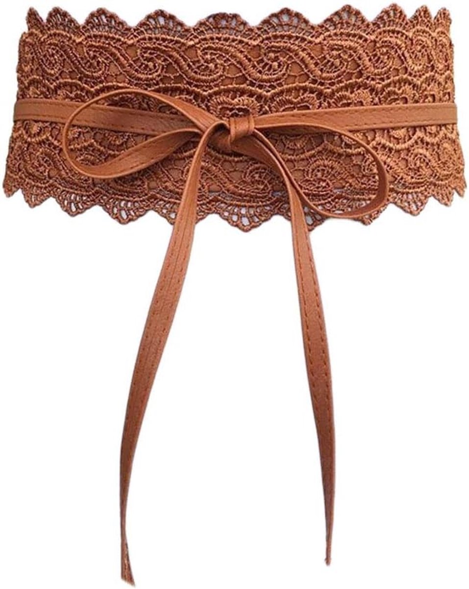 Ladies Lace Wide Belt Dress Decoration Belt Bowknot Waist Band Wedding Band - ShopVlot