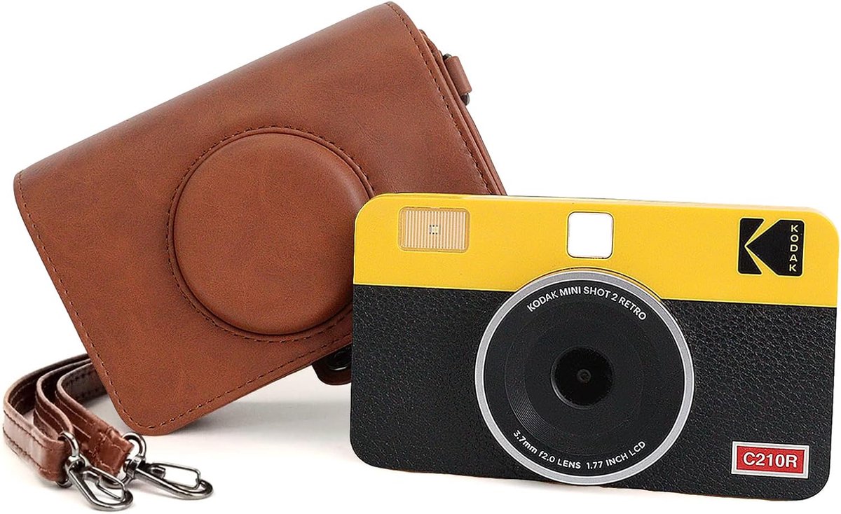 Rieibi Mini Shot 2 Retro Case, PU Leather Cover Case for Kodak C210R Mini Shot 2 Retro 2-in-1 Camera/Portable Instant - ShopVlot