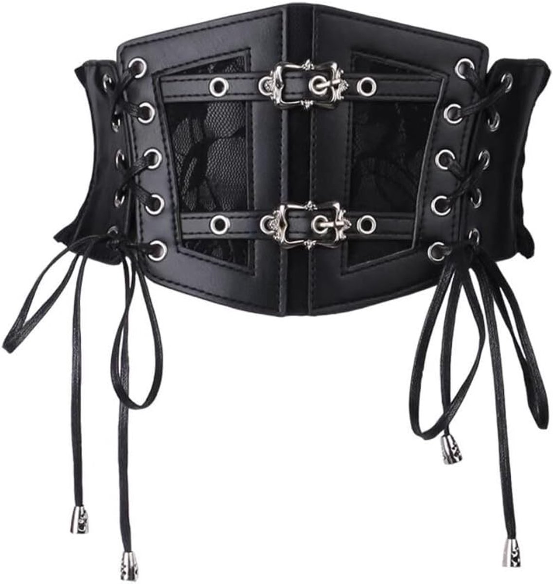 Punk Elastic Waist Belt For Women Lace Up Dress Belts Ladies Wide Waistband Corset - ShopVlot