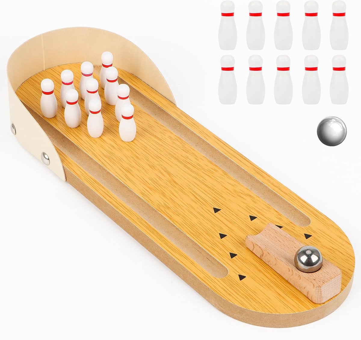 Mini Bowling Spel - Houten Tafelspel - Origineel en Leuk - Voor Plezier op de Werkplek - ShopVlot