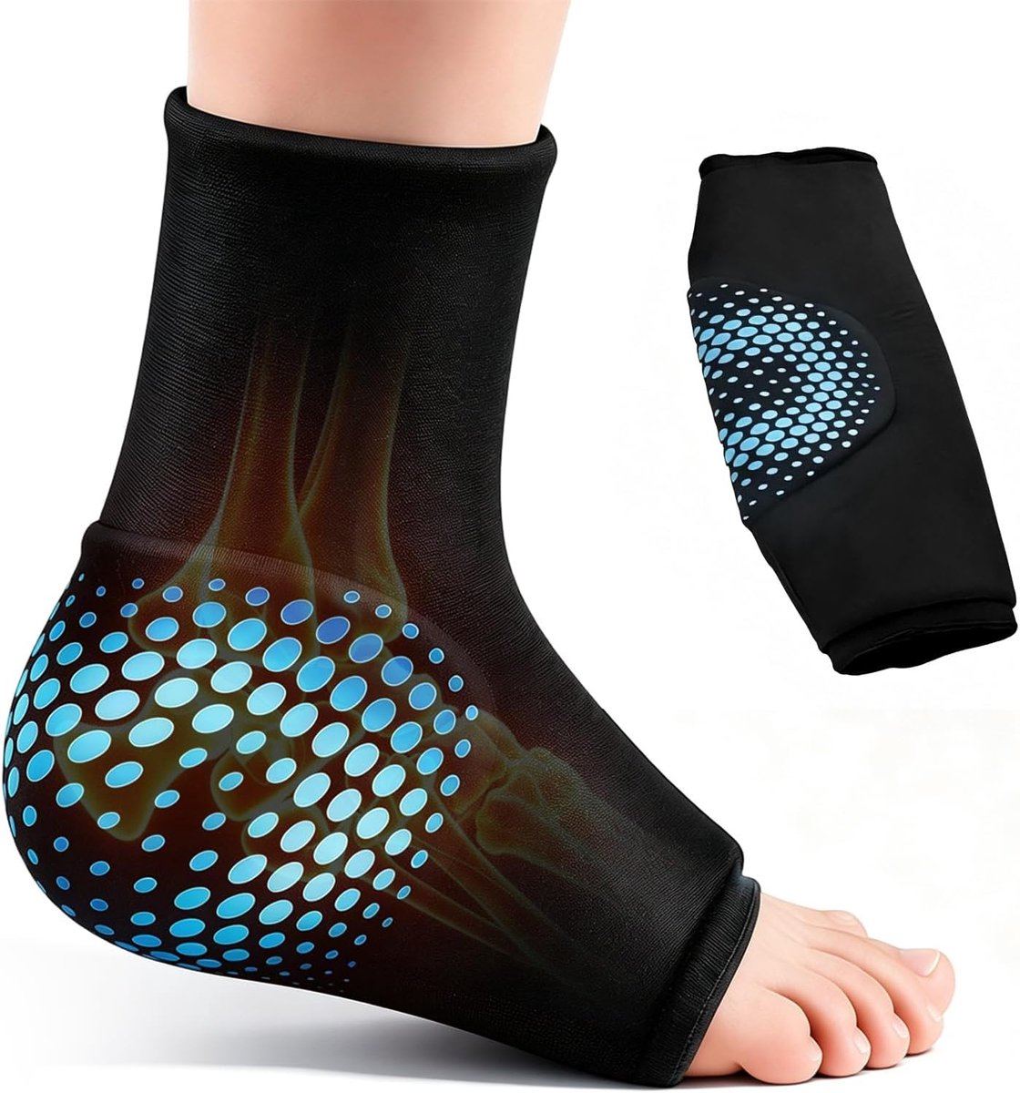 Koelmanchet voet - enkelgel met massagebal - herbruikbaar gelkompres - verlichting bij plantaire fasciitis - ShopVlot