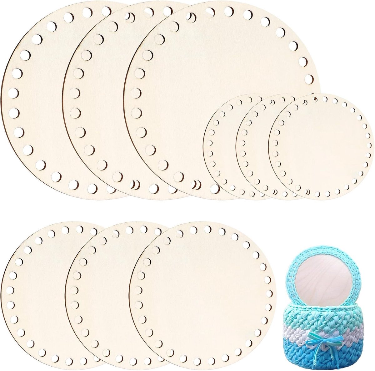 Haakmand Bodem 10cm 15cm 20cm - Houten Basis - Natuurlijke Houtlook - Perfect voor DIY Decoratie - ShopVlot
