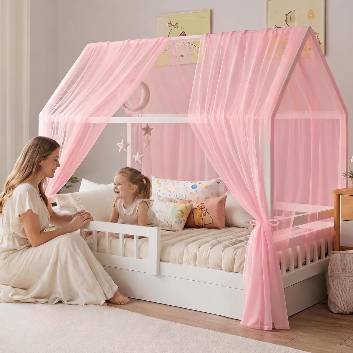 Bedhemel 150 x 350 - Licht ademend Milan gaas - Muggenscherm - Creëer een knusse sfeer - ShopVlot