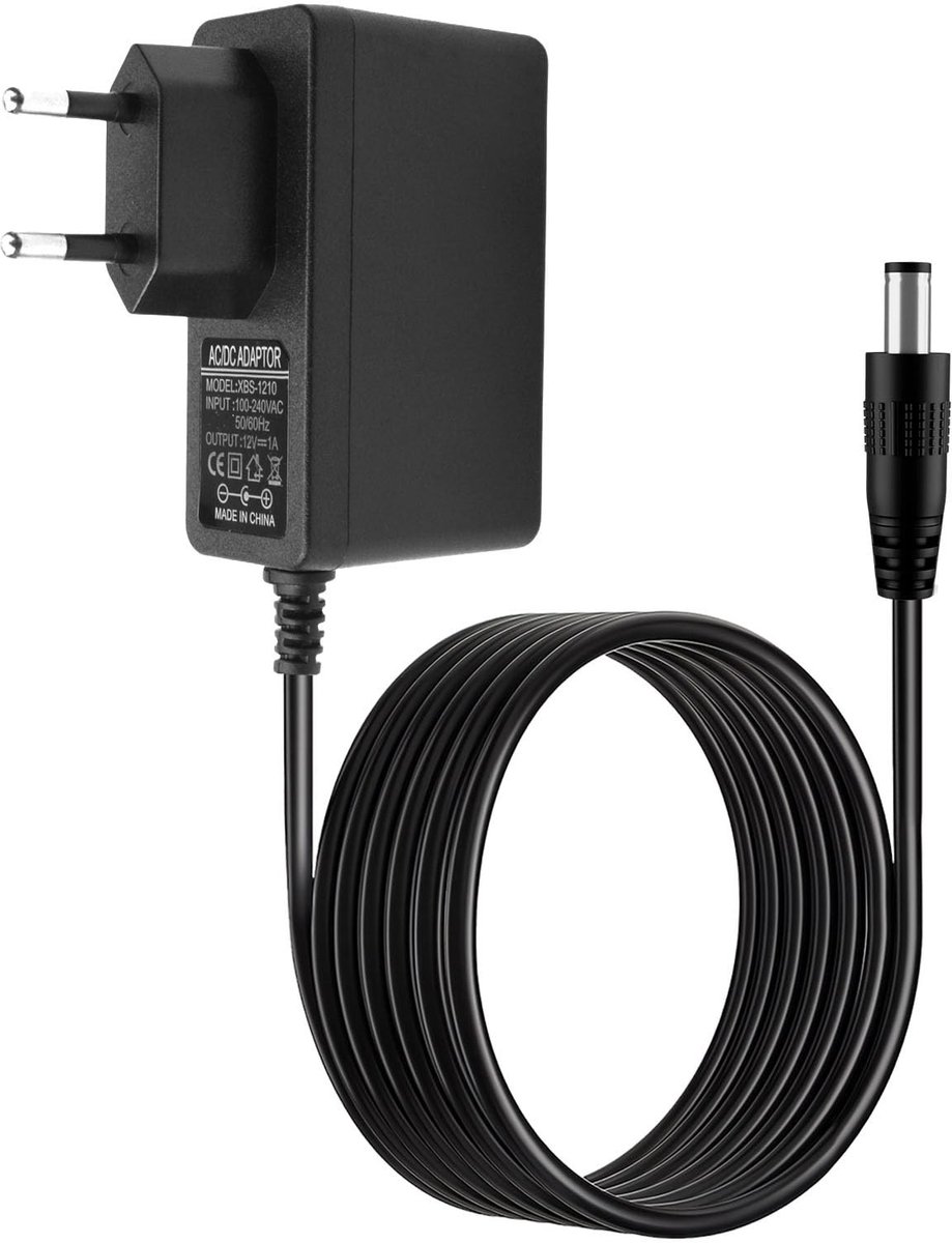 12V 1A voeding oplader voor ledstrips - kinderen elektrische auto - motorfiets CCTV camera router TV box - AC/DC adapter 100-240V - 5,5mm x 2,1mm stekker - 1M kabel - geschikt voor gebruik binnenshuis