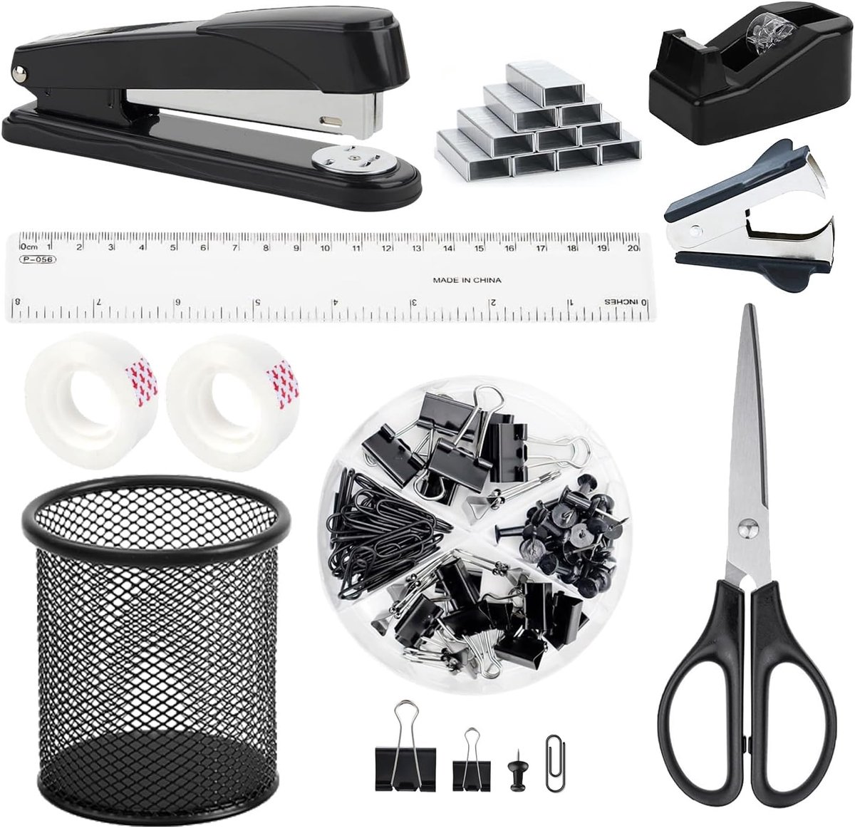 Bureauaccessoires set 10-delig - inclusief schaar, nietmachine en tape - perfect voor dagelijks gebruik - ShopVlot