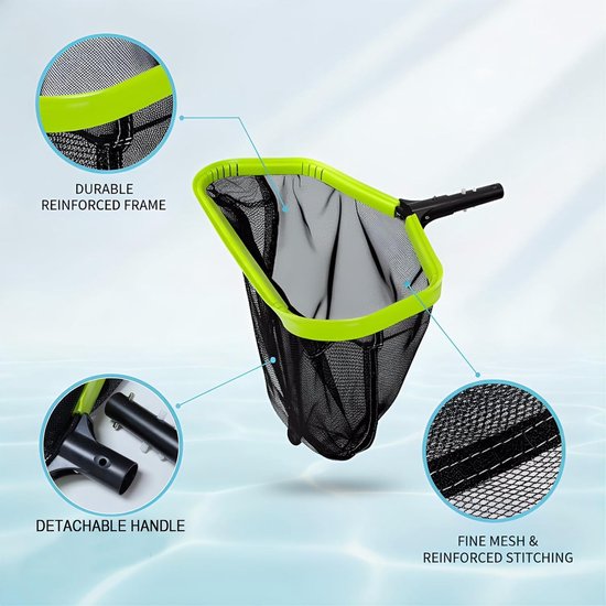 Zwembadschepnet - aluminium frame - dubbellaags fijnmazig net - ideaal voor bladeren en insecten - ShopVlot — afbeelding 3