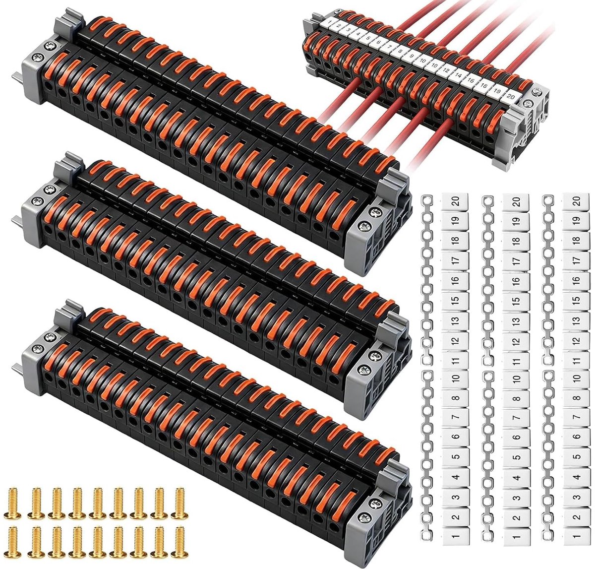 DIN-rail terminalblok 0.08-4mm² - 60-delige set - universele compatibiliteit - snel aansluiten - ShopVlot