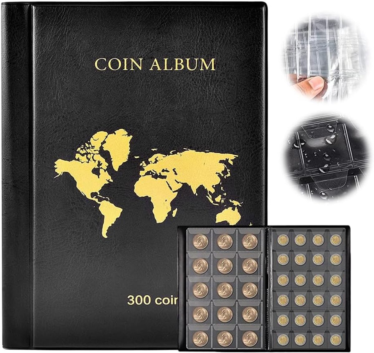 Munt verzamelalbum 300 vakken - 2 euro munt album - transparant - ideaal voor muntenopslag - ShopVlot