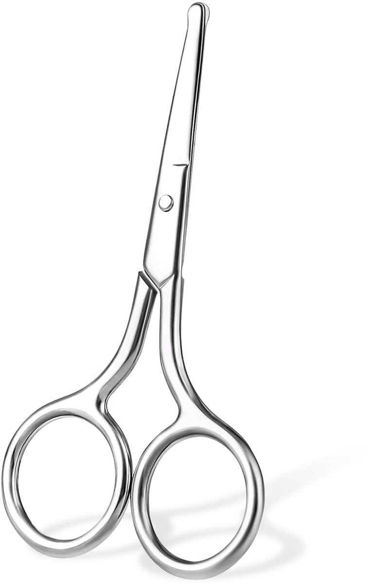 Ronde Punt Neus Haar Schaar voor Baard, Wenkbrauwen en Oren - Roestvrij Staal 10 cm, Ideaal voor Precisiewerk en Verzorging van Neushaar, Wenkbrauwen en Snor