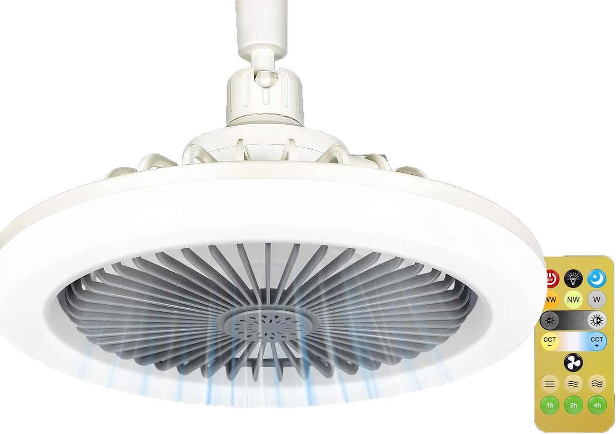 LED ceiling fan with light, 30W quiet fan ceiling light with remote control, 3 color temperatures, 3 speeds, timer - ShopVlot