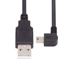 JSER Mini-USB type B 5-pins mannelijk, haaks (90 graden), naar USB 2.0 mannelijk, stroom- en datakabel, 180 cm - ShopVlot