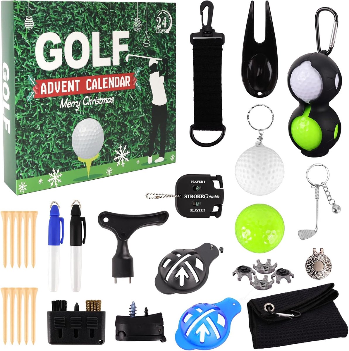 Golf Advent Calendar for Men 2025 - 24 Day Christmas Calendar with Golf Accessories, Golf Balls, Ball Markers - ShopVlot