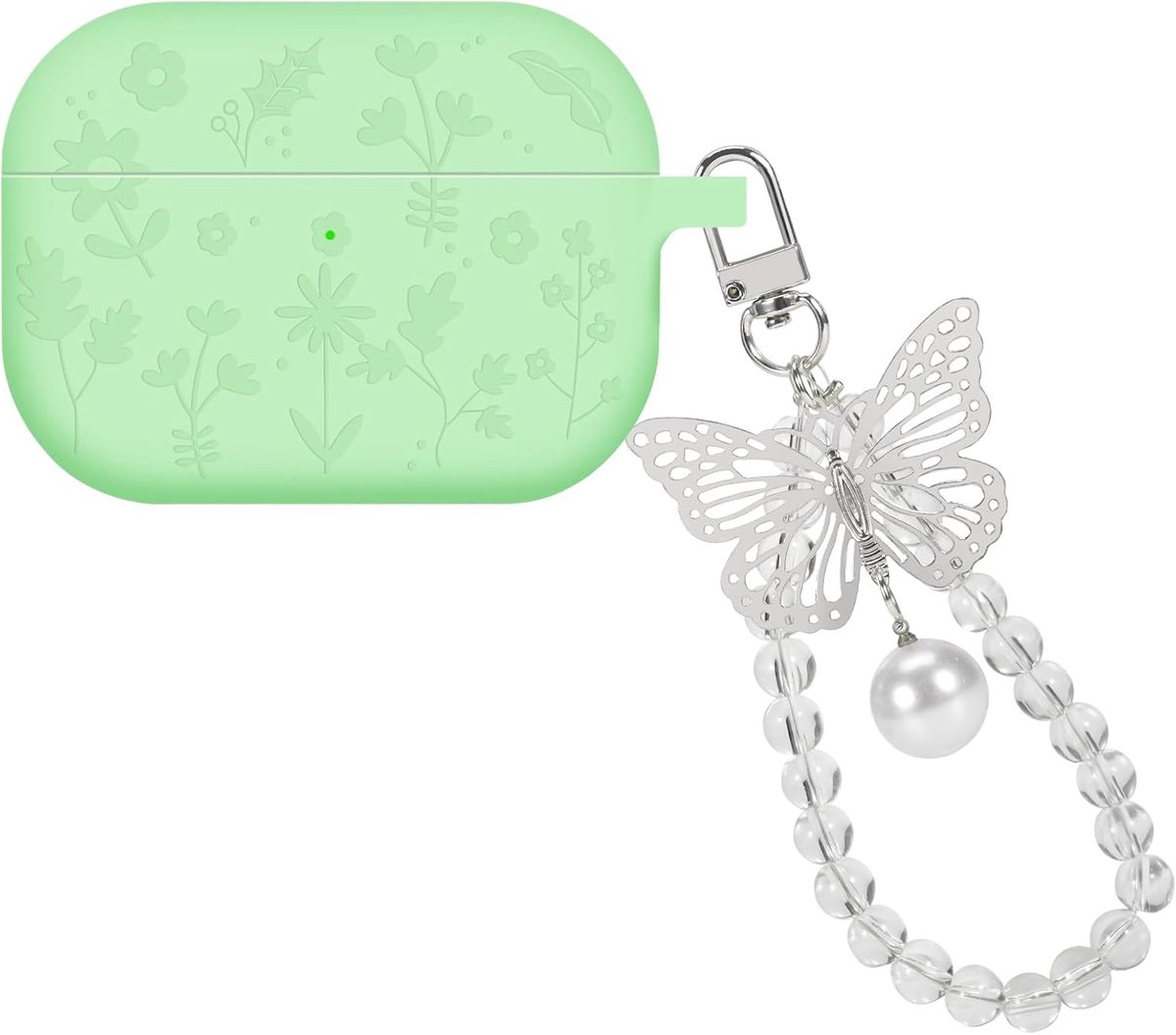Beschermhoes compatibel met Airpods Pro 3e generatie met sleutelhanger, beschermhoes met gegraveerd bloemenpatroon - ShopVlot