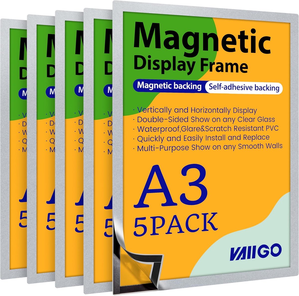A3 Adhesive Magnetic Display Frame, Magnetic Paper Holder with Strong Magentic Edge for Signage, License Photo - ShopVlot