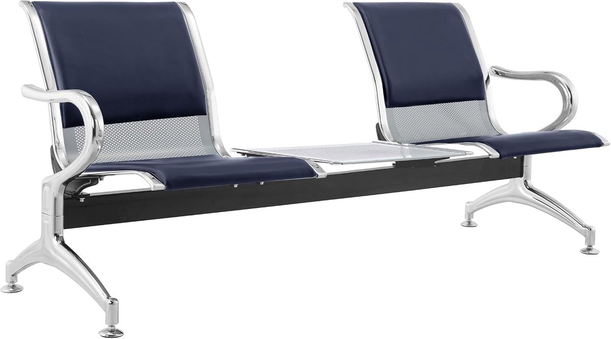 Navy 119 3-Seater Steel Sofa 183 x 71 x 78 cm (H x W x D) for Assembly: 3 Seater + Coffee Table with Seat and Back - ShopVlot