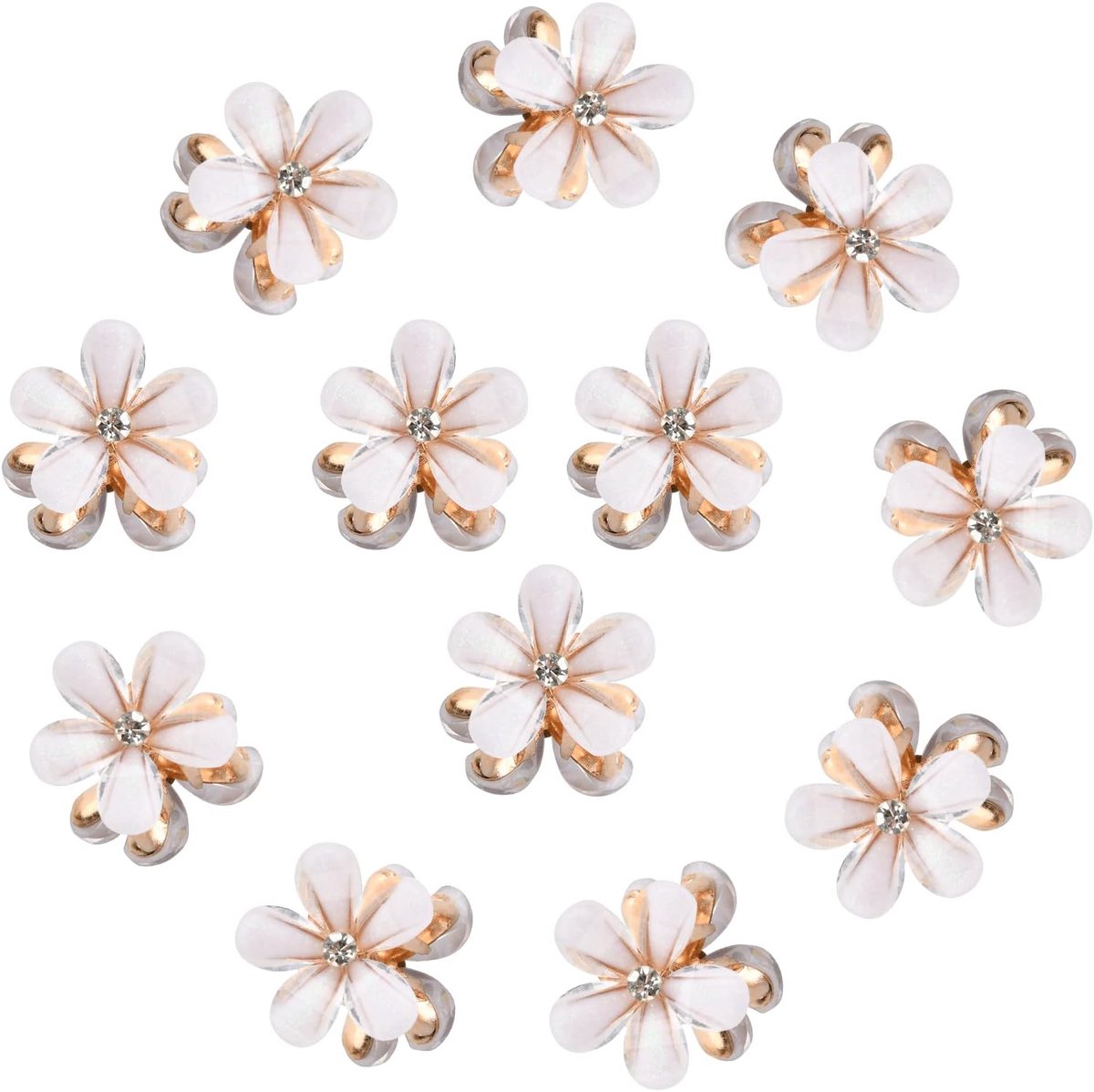 12 Pcs Mini Claw Clips - Flower, Diamond, Non Slip Hair Clips for Girls and Women - ShopVlot