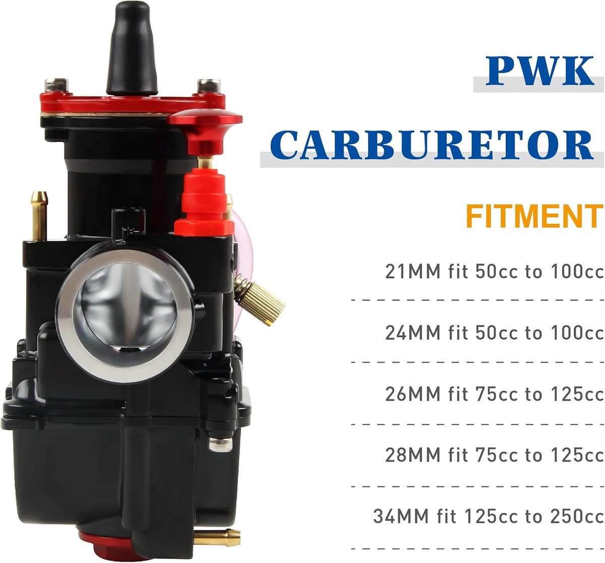 DOCAS PWK Universal Carburetor 50 cc to 100 cc 21 mm Dirt Bike Motocross Motorcycle Scooter ATV Quad Black - ShopVlot