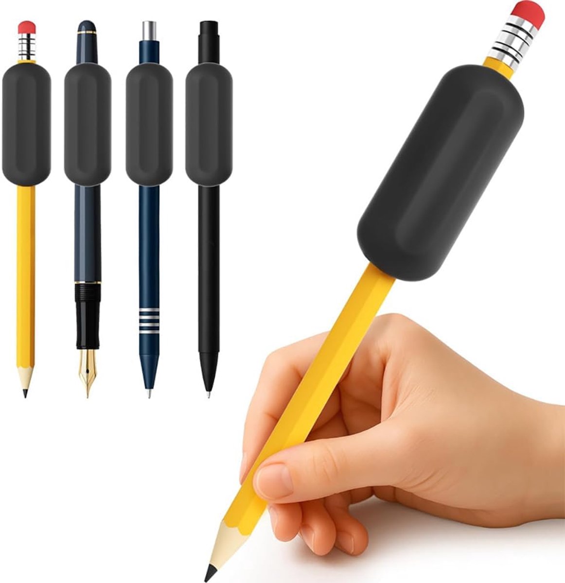 Siliconen potloodgreep 4 stuks - ergonomische greep - houdingcorrectiegereedschap - ideaal voor scholieren - ShopVlot