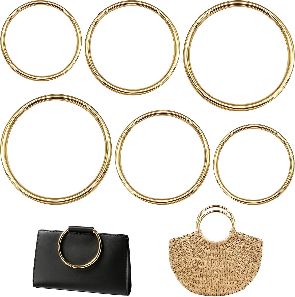Handvatten voor tassen 6 stuks - Metalen handvatten - Glinsterend ontwerp - Perfect voor DIY accessoires - ShopVlot