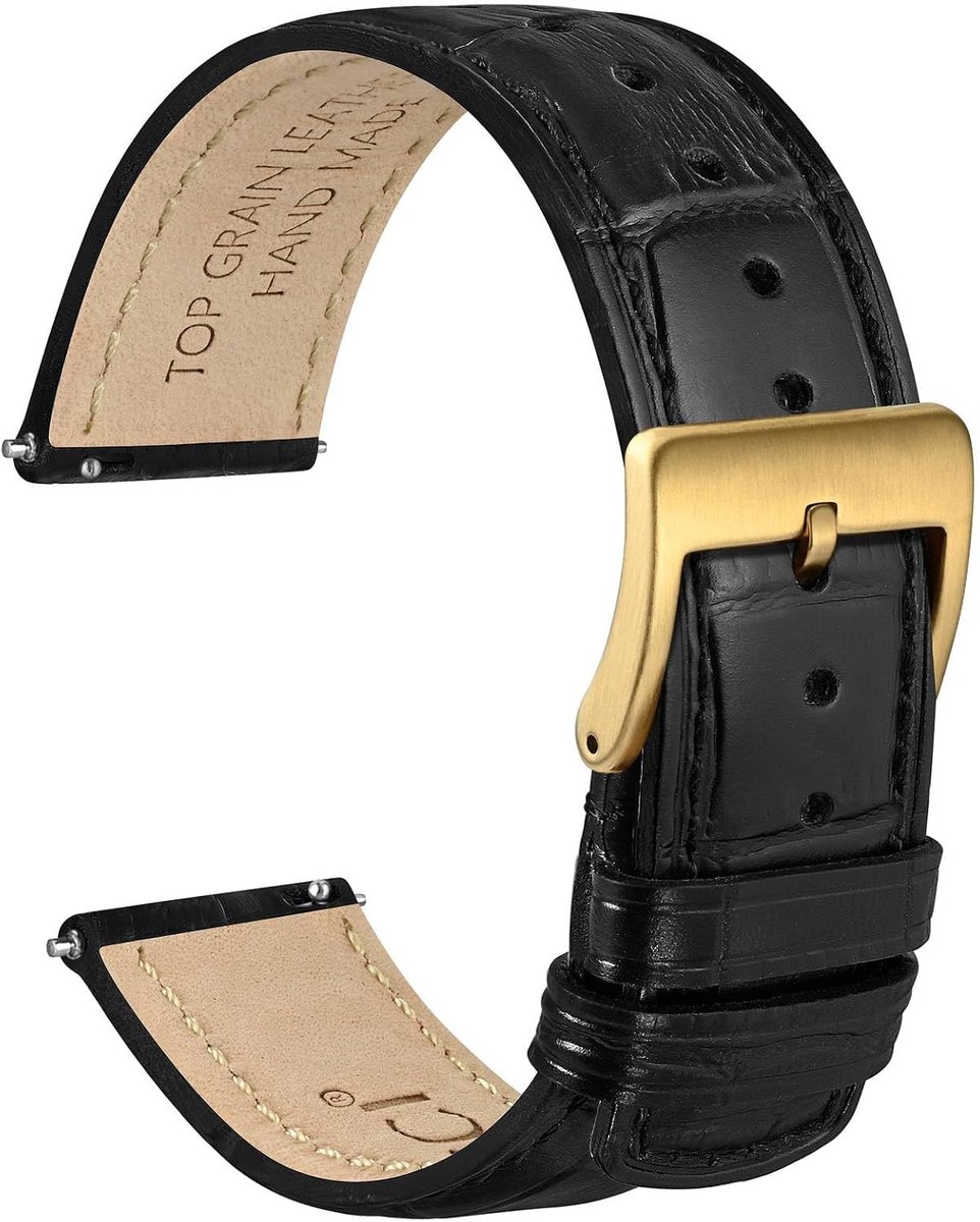 Horlogeband 18mm 20mm 22mm - Top Grain Leer - Gegraveerd Alligatormotief - Stijlvolle uitstraling - ShopVlot