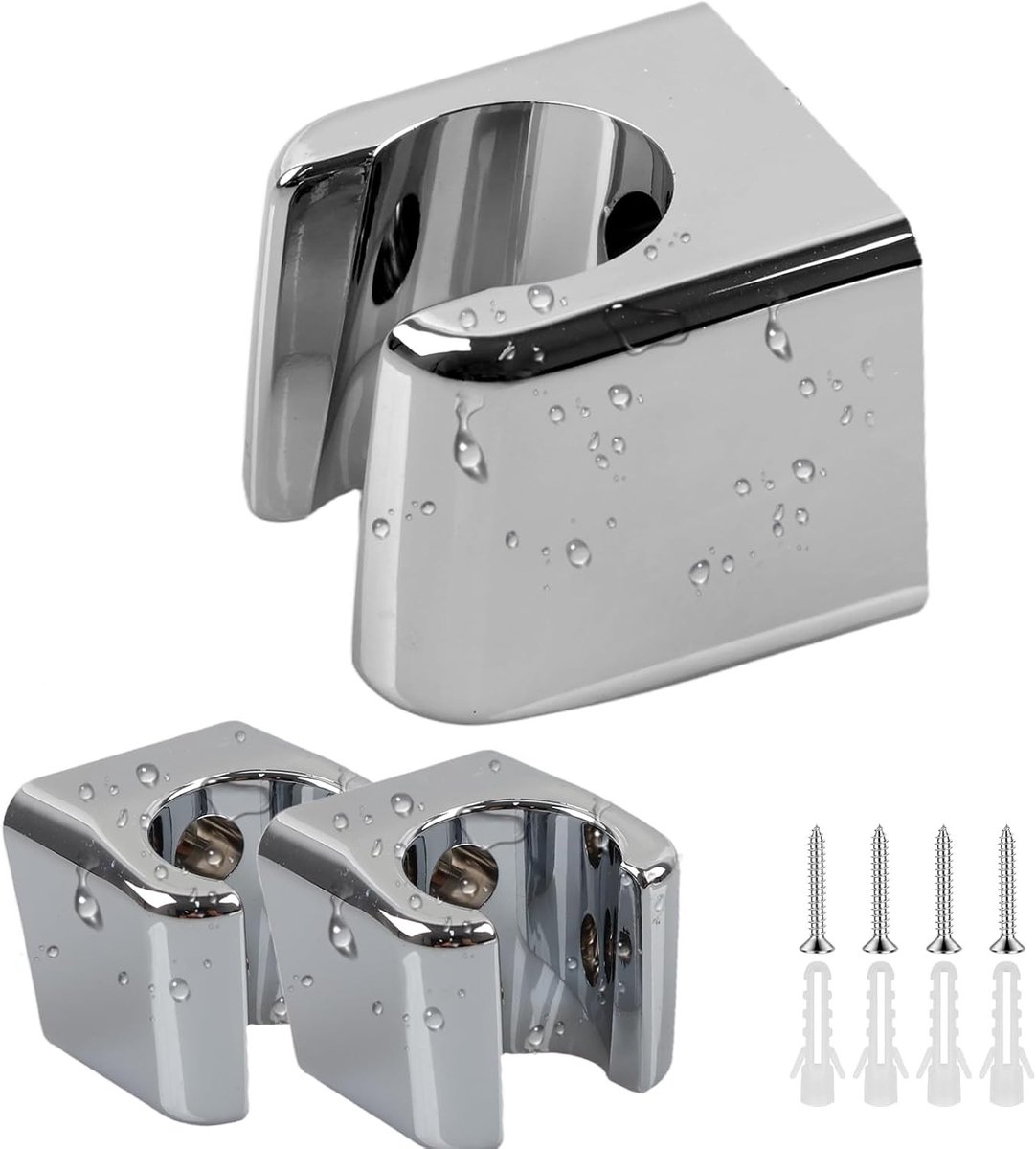 Douchekophouder - Zilver - 13 x 9 x 3,4 cm - Verchroomde ABS zonder Boren - Voor Handdouches