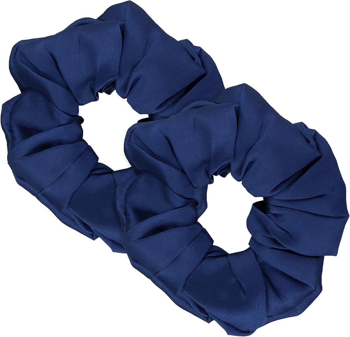 Haarscrunchies 2 Stuks - 100% Mulberry Zijde - Navy Blauw - Voorkomt Haarbreuk - ShopVlot