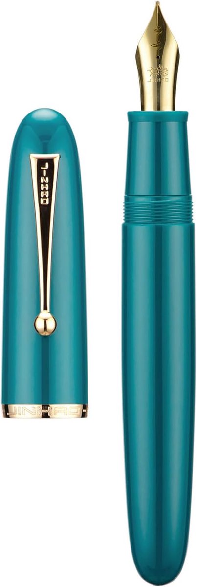 Vulpotlood groot - lake blue acryl - gouden clip - comfortabel schrijven - ShopVlot