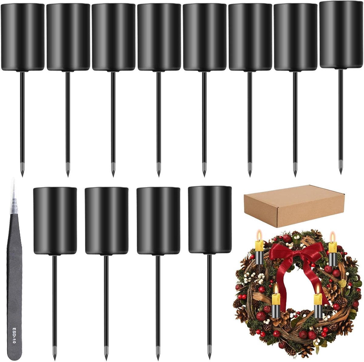 Candle Holders Adventskrans - Retro Kaarsenhouder - Zwart Metaal - Bescherming tegen Druipend Was - ShopVlot