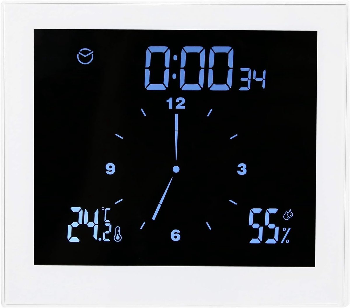 Digitale Badkamerklok met Timer - Wit - 3,5 x 10,5 x 11,5 cm - Waterdichte Wekker met Zuignap - Voor Badkamer en Keuken