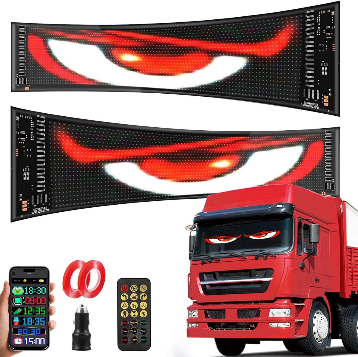 LED ogen voor vrachtwagen - flexibele 12 x 60 cm - waterdicht IP65 - programmeerbare verlichting - ShopVlot