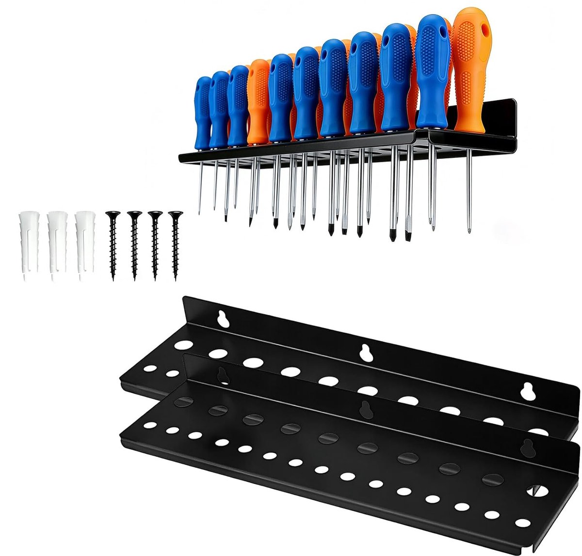 Toolhouder 25 gaten - carbonstaal - robuust en veilig - ideaal voor garage en werkplaats - ShopVlot