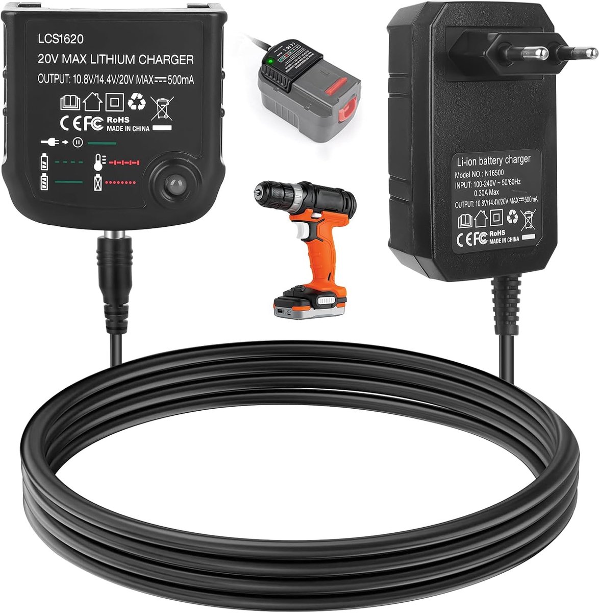 Oplader voor 18V/20V Lithium Batterijen - Compatibel met Black & Decker - Veilig en betrouwbaar - ShopVlot