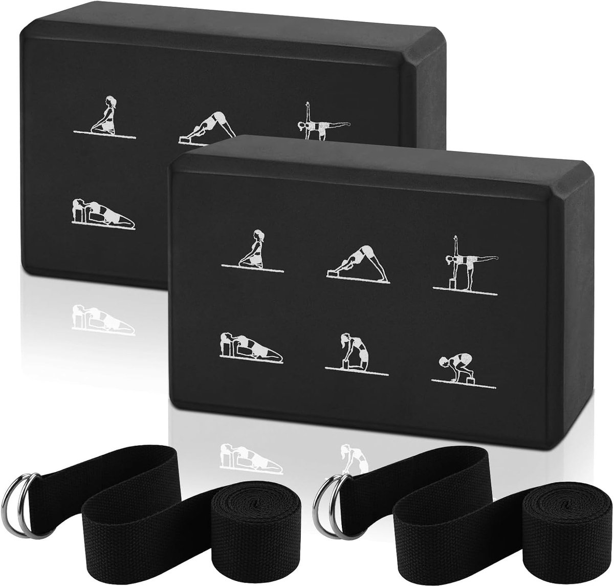 Yoga Blokken Set van Hoge Dichtheid, Antislip Blokken met Elastische Band, Ideaal voor Yoga en Stretching, 23 x 15 cm