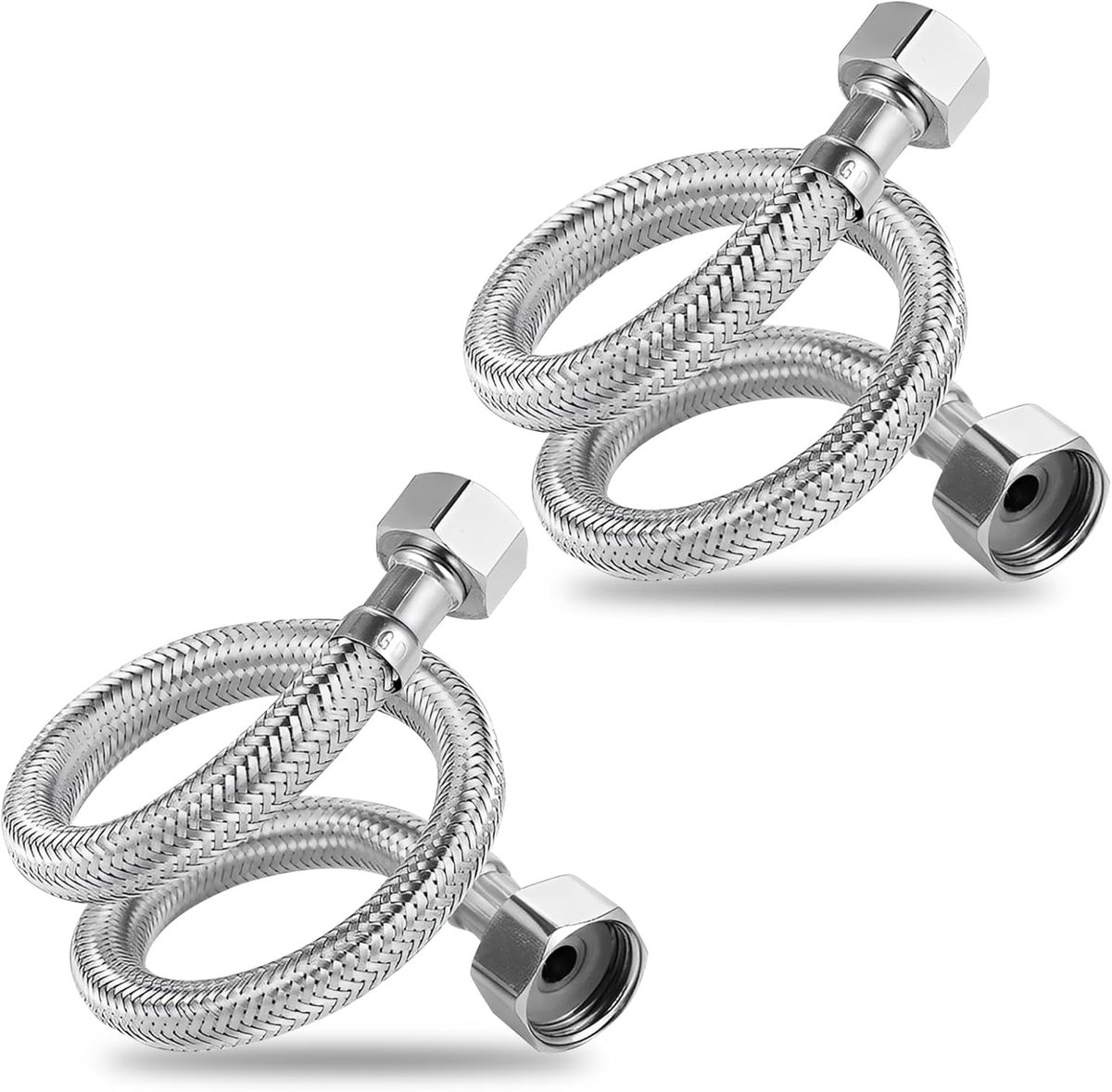 2 Pcs Flexible Hose, 40 cm, 304 Stainless Steel, Armor Hose, 1/2 Inch IG x 3/8 Inch IG Connection Hose, Flexible - ShopVlot