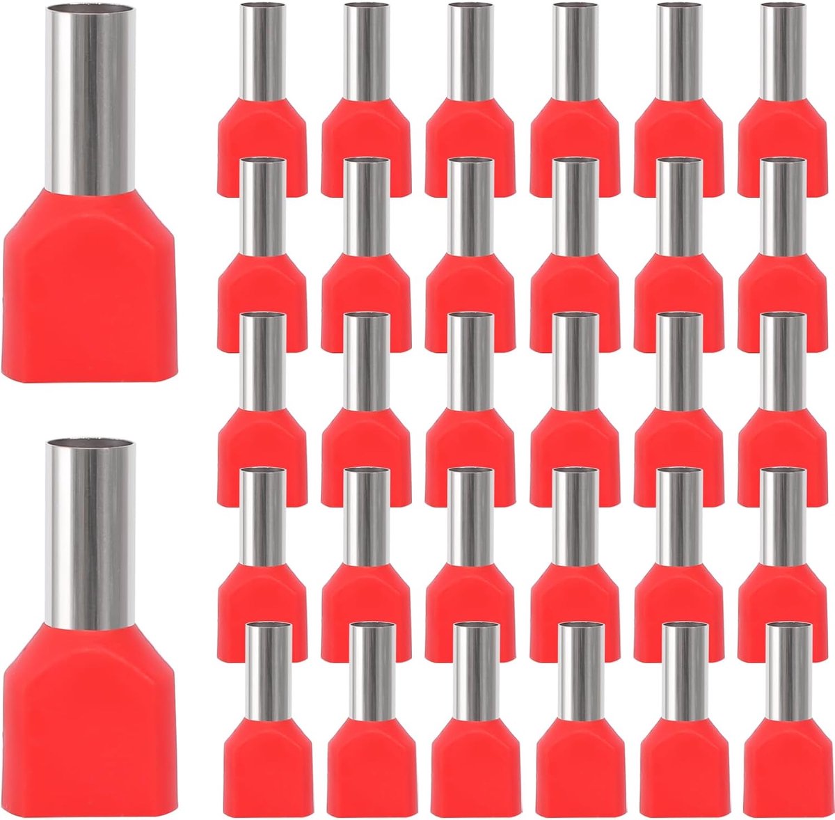 100 Twin Ferrules, 10 Double Cord-End Ferrules, 2 x 10 mm² long, set (100, 10 mm²) - ShopVlot