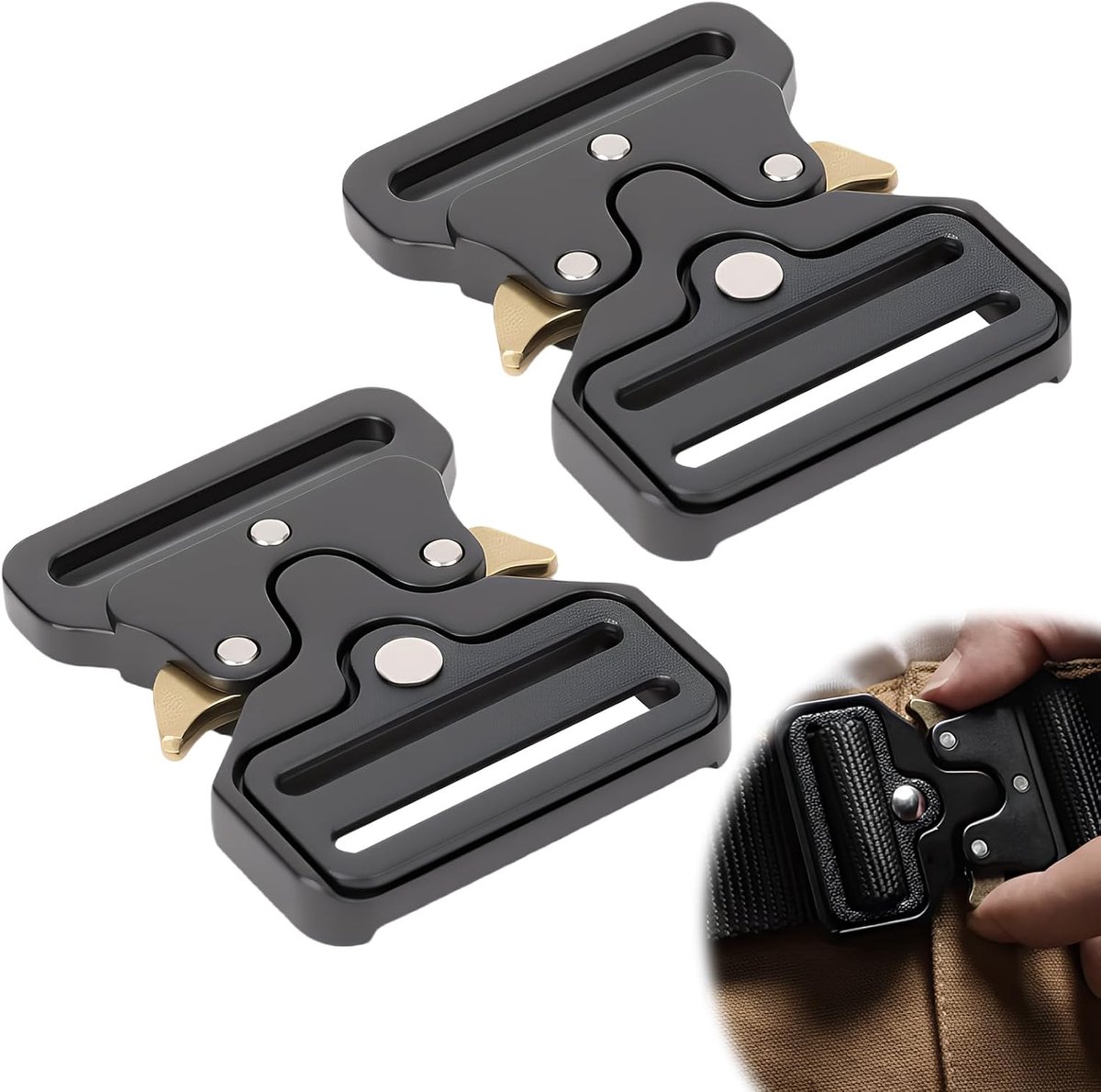 Belt Buckle, Set of 2, 40 mm, Men's Belt Buckle for DIY Backpack, Bags, Replacement Belt Closure, Robust Metal Buckle - ShopVlot