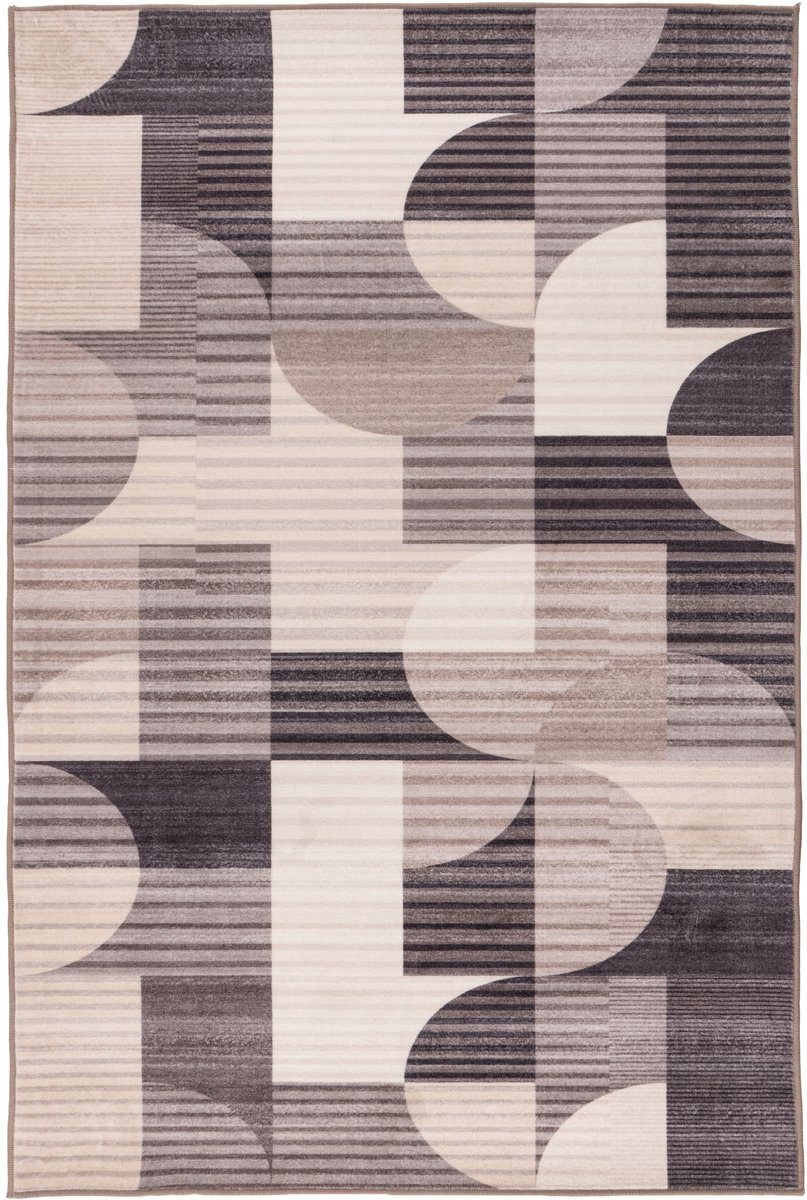 Padiro laagpolig vloerkleed 160 x 230 cm - taupe - modern abstract design - geschikt voor vloerverwarming - van polyester