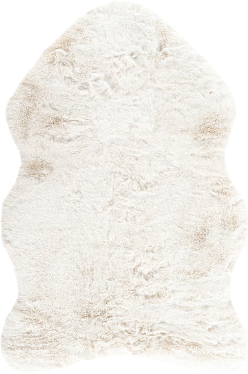 Padiro hoogpolig shaggy vloerkleed 60 x 90 cm - wit - modern effen design - geschikt voor vloerverwarming - van polyester en katoen