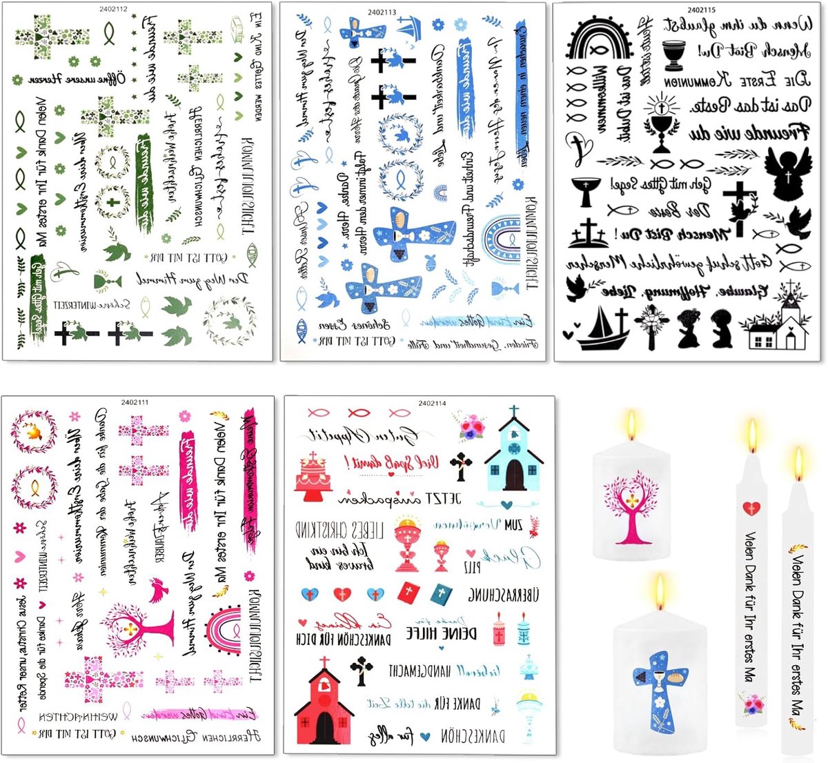 Communiekaars Stickers A5 - Set van 5 - Bevestiging en Decoratie - Eenvoudig aan te brengen - ShopVlot