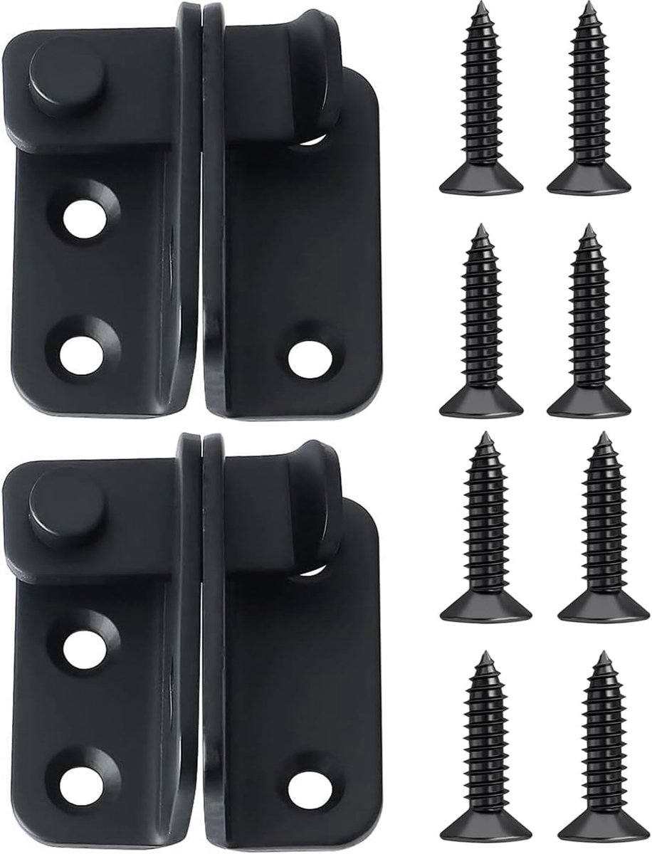 Deurslot Flip Lock - 2 Stuks RVS Schuifslot - Zwart - Veiligheid voor Houten Deuren - ShopVlot