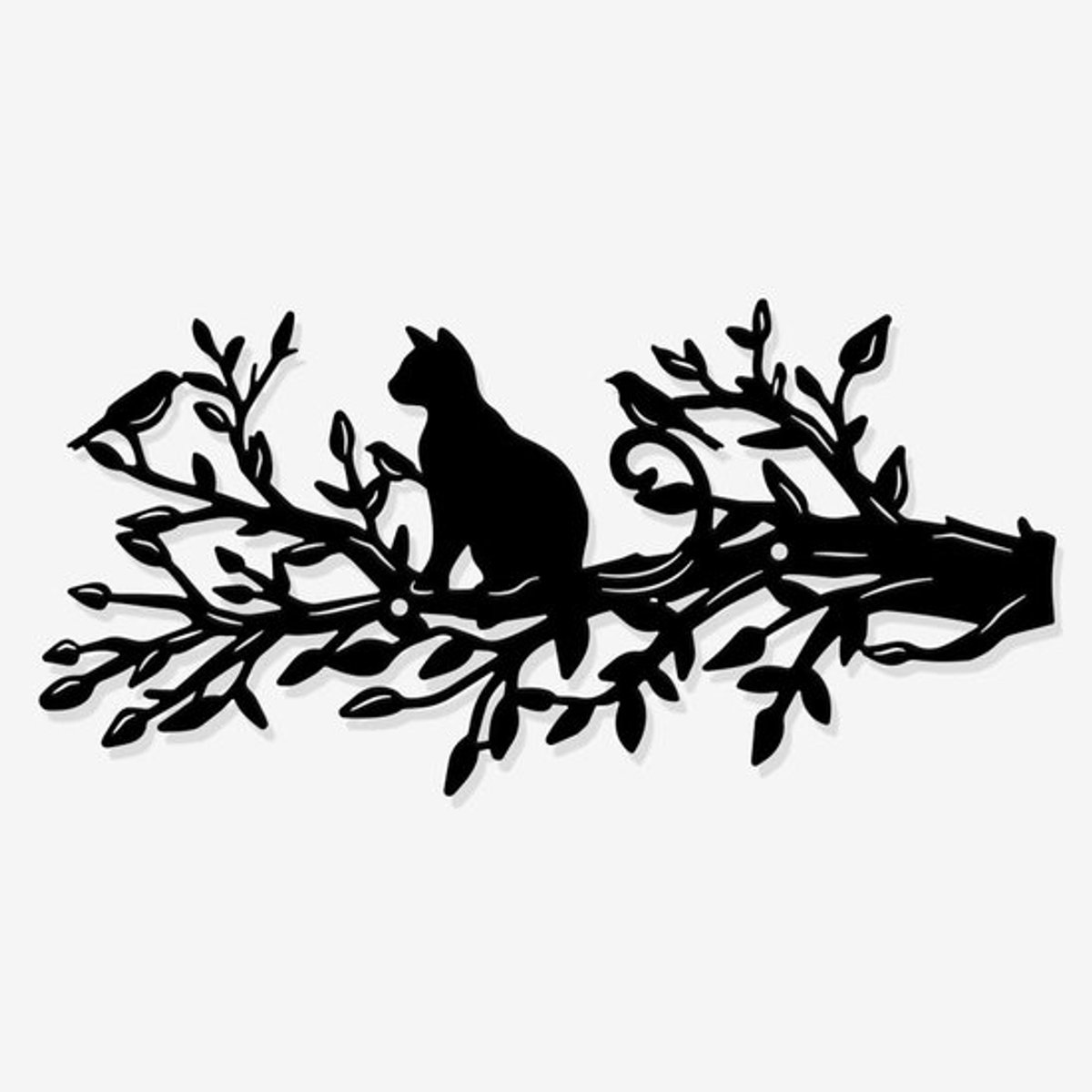 Metalen kattenboom wanddecoratie matte stijl wanddecoratie silhouet wandkunst voor huis tuin hotel festival decoratie 14,5 x 30 cm