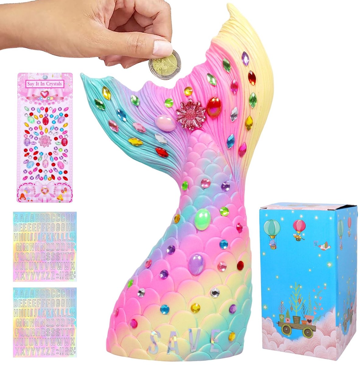 Solidchoice - Zeemeermin Spaarpot met DIY Stickers voor Kinderen