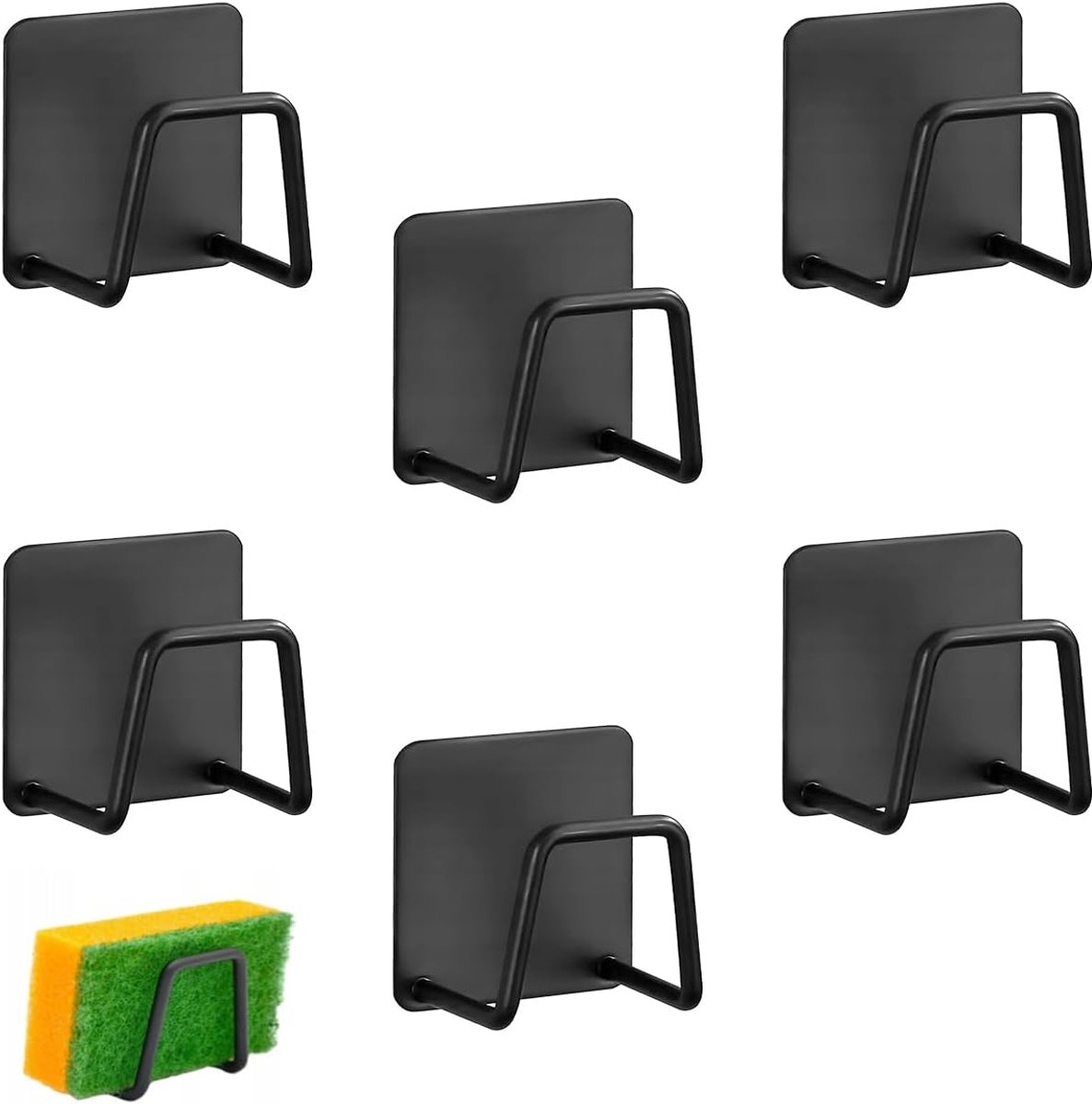 Spons houder keuken 5×5 cm - roestvrij staal - zelfklevend - gootsteenorganizer - ShopVlot