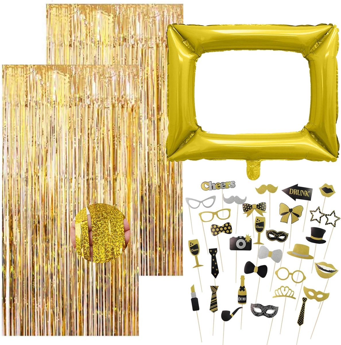 Fotohokje accessoires set 33 stuks - inclusief opblaasbaar fotokader - voor bruiloften en verjaardagen - ShopVlot
