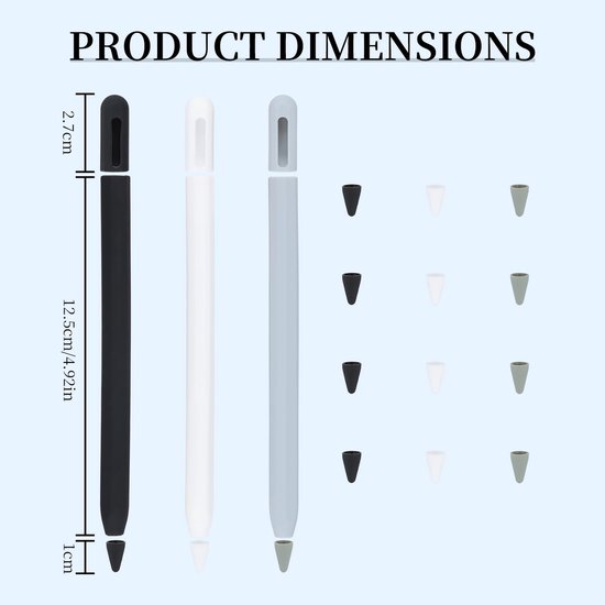 Solidchoice - Set van 3 Silicone Beschermhoezen voor Apple Pencil Pro — afbeelding 5