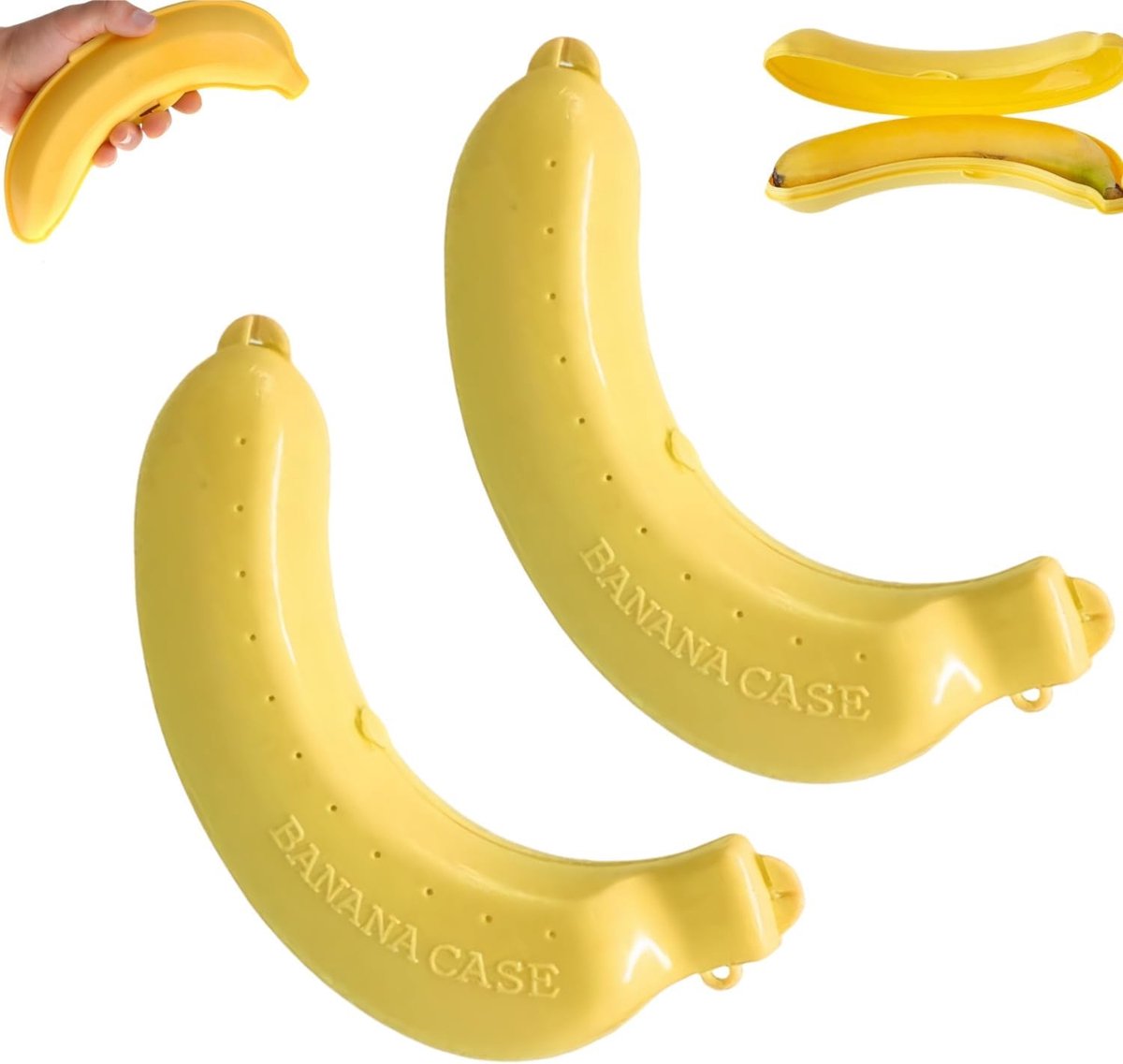 Bananenhouder 2 stuks - harde plastic - herbruikbaar - versheidsbeschermer voor lunchbox - ShopVlot