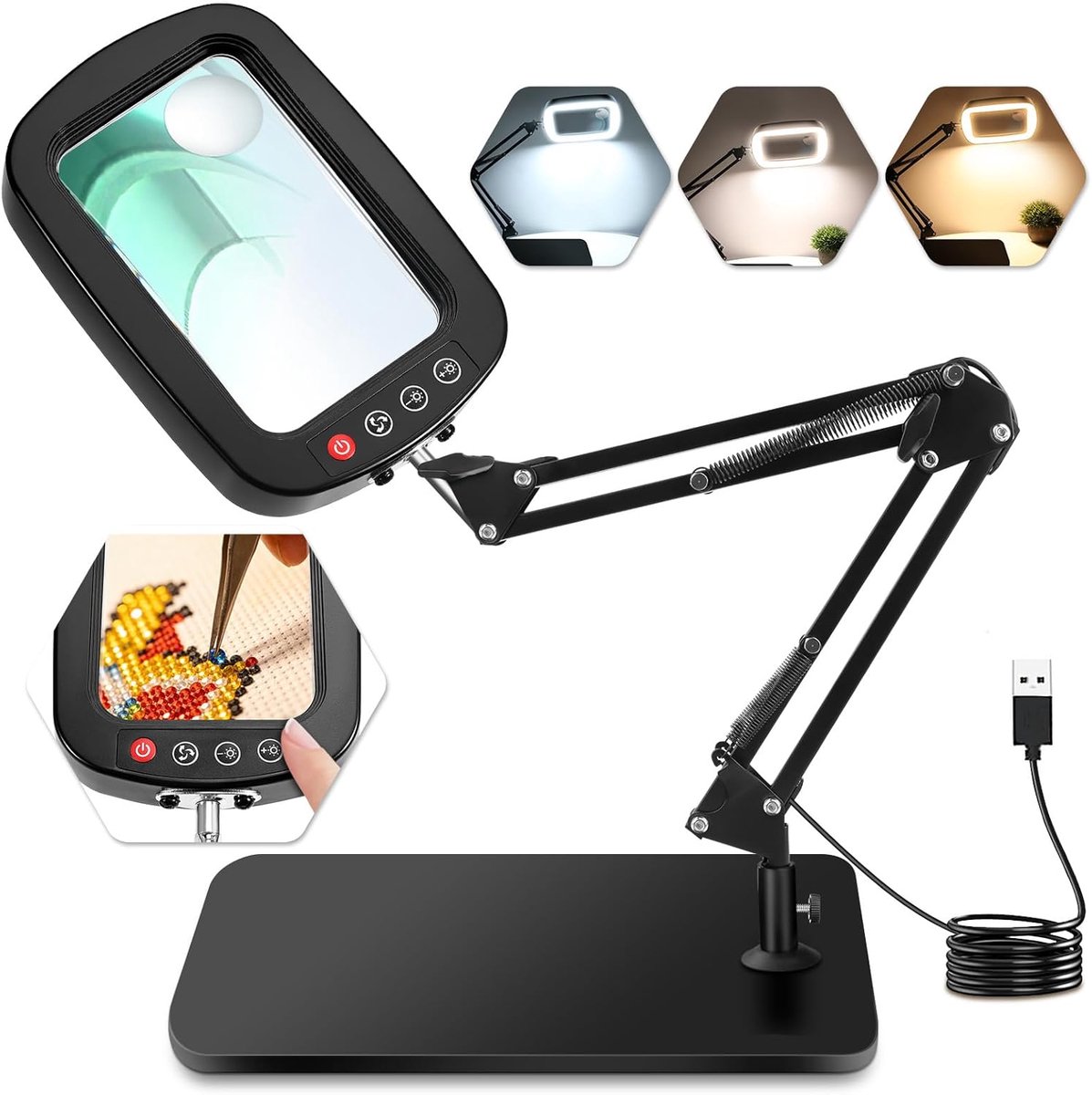 NZQXJXZ Vergrootglas met licht en standaard voor dicht werk, lezen, ambacht, hobby - ShopVlot