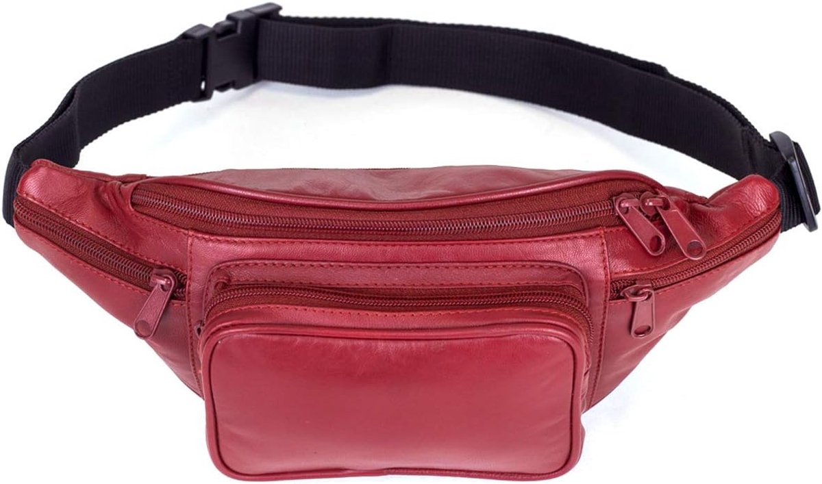 LEAS belt bag genuine leather, red Travel-Line, red/cherry - ShopVlot
