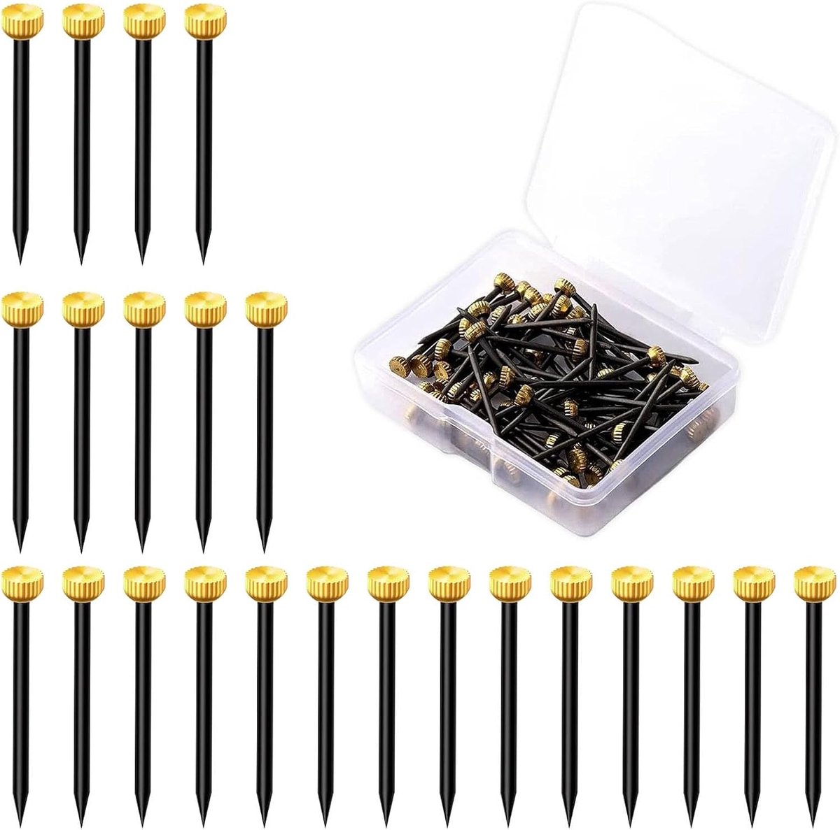 Dreamil Picture Hangers, 50 Pieces Brass Photo Pendants Set with Storage Box, Nails Hook Set for Picture Frames, Pin - ShopVlot