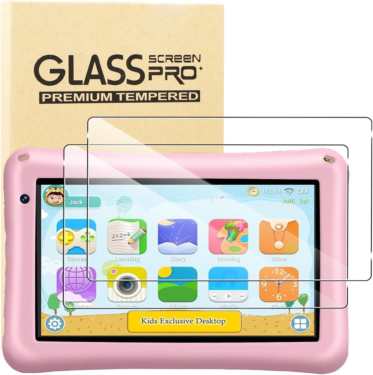 KUSINHOKA Displaybeschermfolie voor kinderen tablet, [2 stuks] gehard glasfolie, krasbestendig, hoge hardheid - ShopVlot